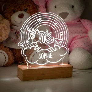 Unicorn Rainbow Personalised LED Night Light