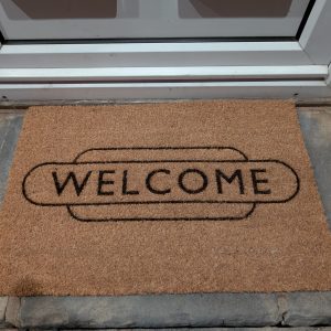 Personalised Railway Totem Coir Doormat – Welcome Mat for Train Enthusiasts