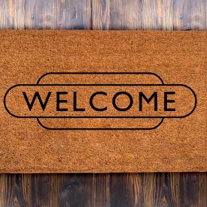 Personalised Railway Totem Coir Doormat – Welcome Mat for Train Enthusiasts